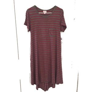 Gray red stripped Carly (LulaRoe) size L